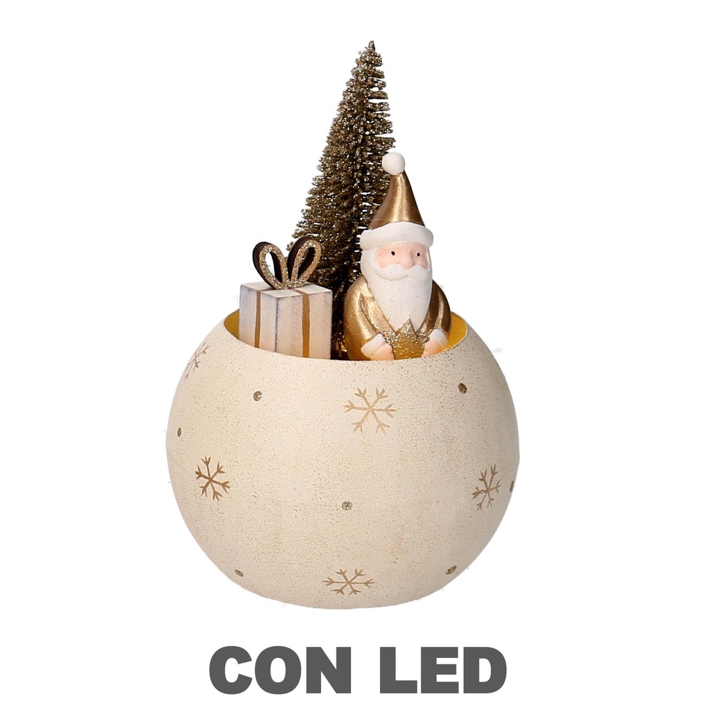 Pallina Oro con Babbo Natale in Metallo ø11h17