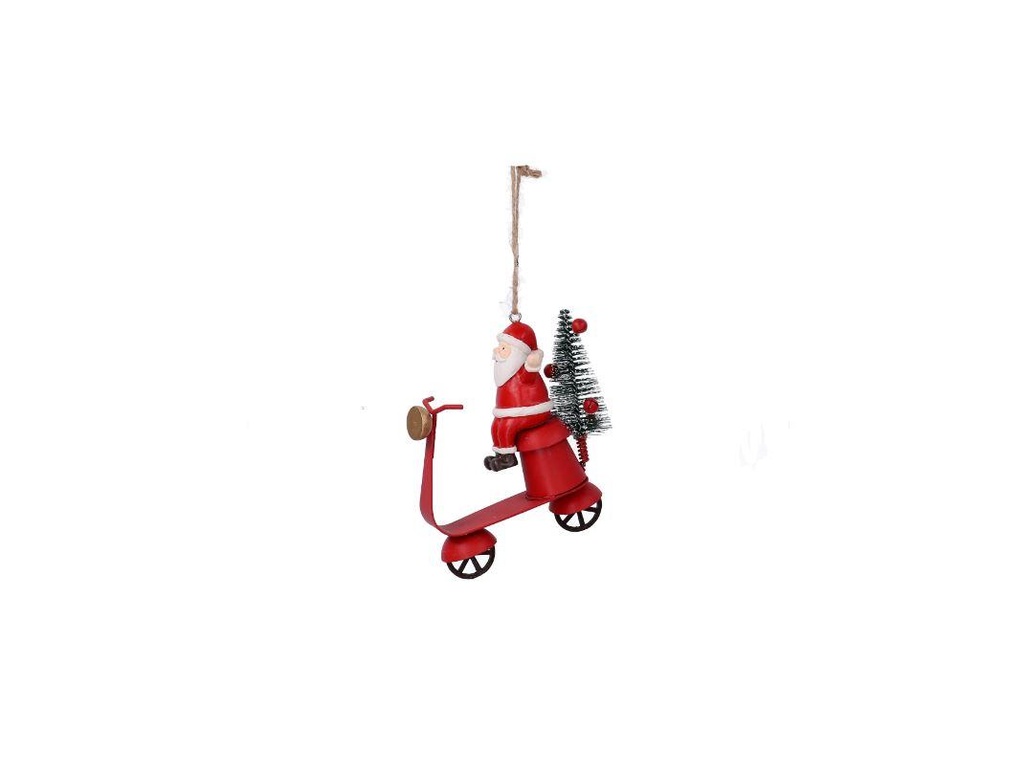 Babbo Natale Metallo su Vespa Rosso 12x12x5 cm