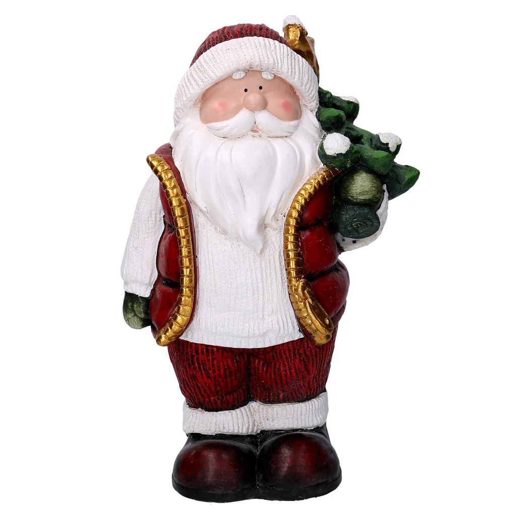 Babbo Natale Resina con Albero Rosso 28x18x42,5 cm
