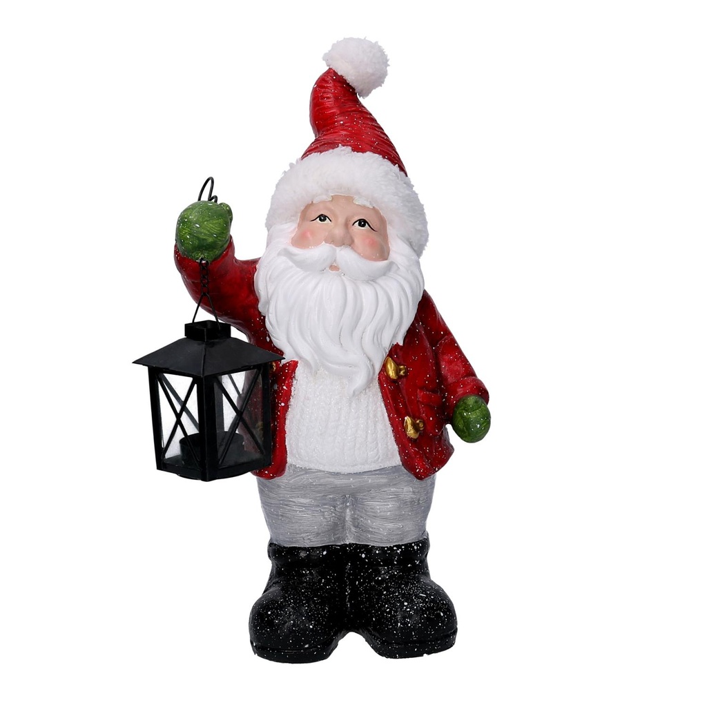 Babbo Natale Resina con Lanterna Rosso 22x15x42 cm