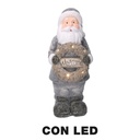 Babbo Natale Resina LED con Ghirlanda Grigio 21,5x19,5x51 cm