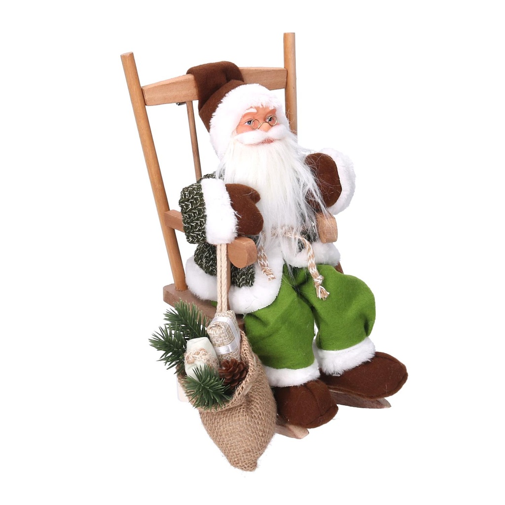 Babbo Natale Tessuto su Sedia Verde 30x30 cm
