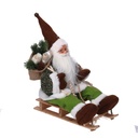 Babbo Natale Tessuto su Slitta Verde 33x12x30 cm