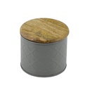 Barattolo Metallo Tappo Legno Grigio 12x12x13 cm