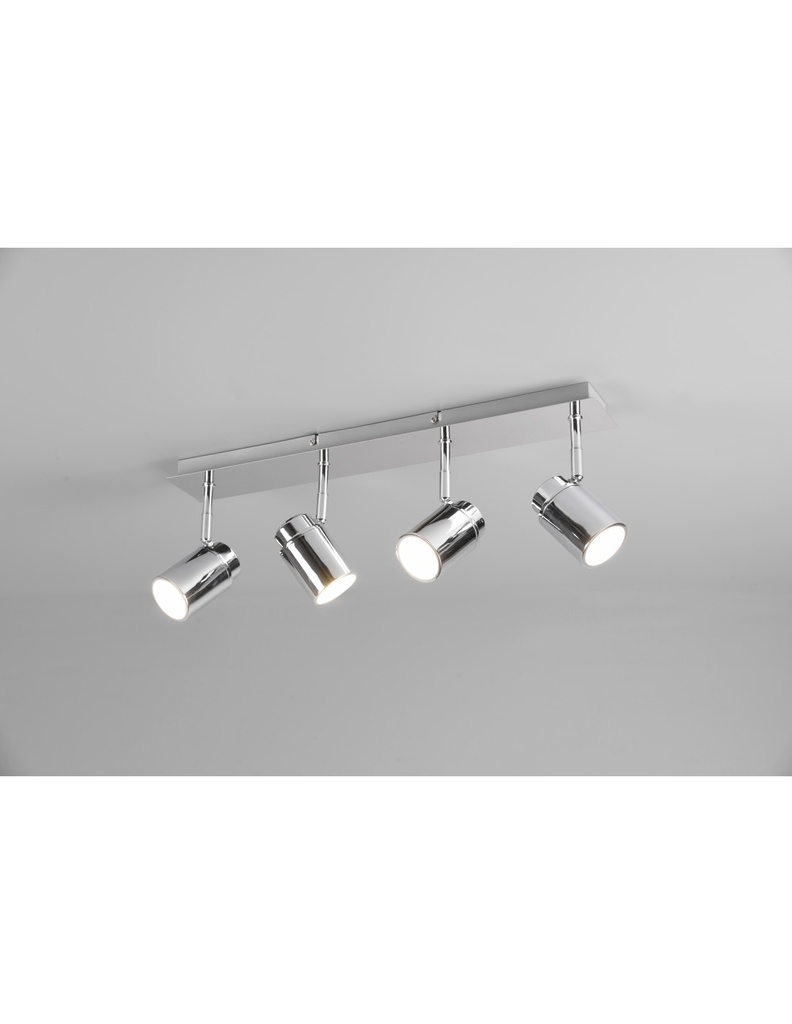 Barra Lineare 4 Faretti Spot Orientabili Metallo Cromo