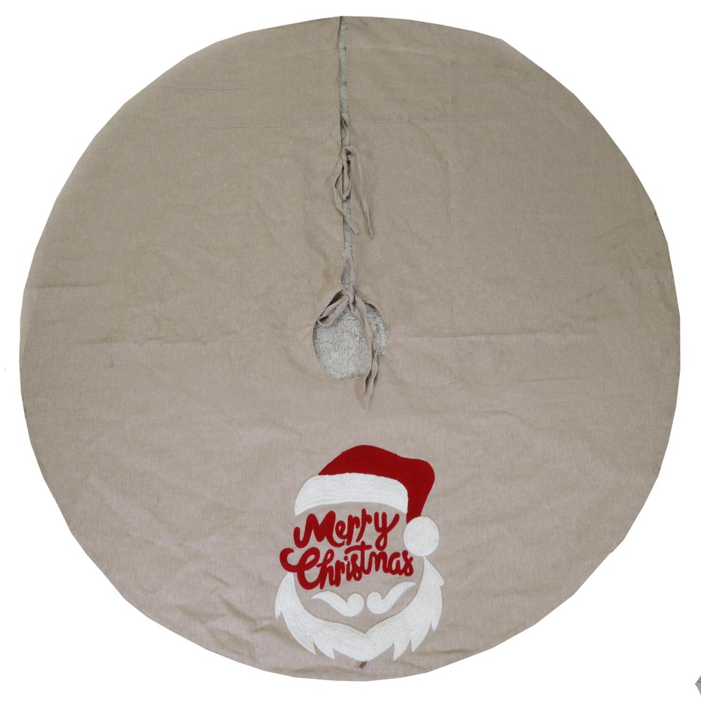 Base albero in tessuto beige Babbo Natale ø70 cm