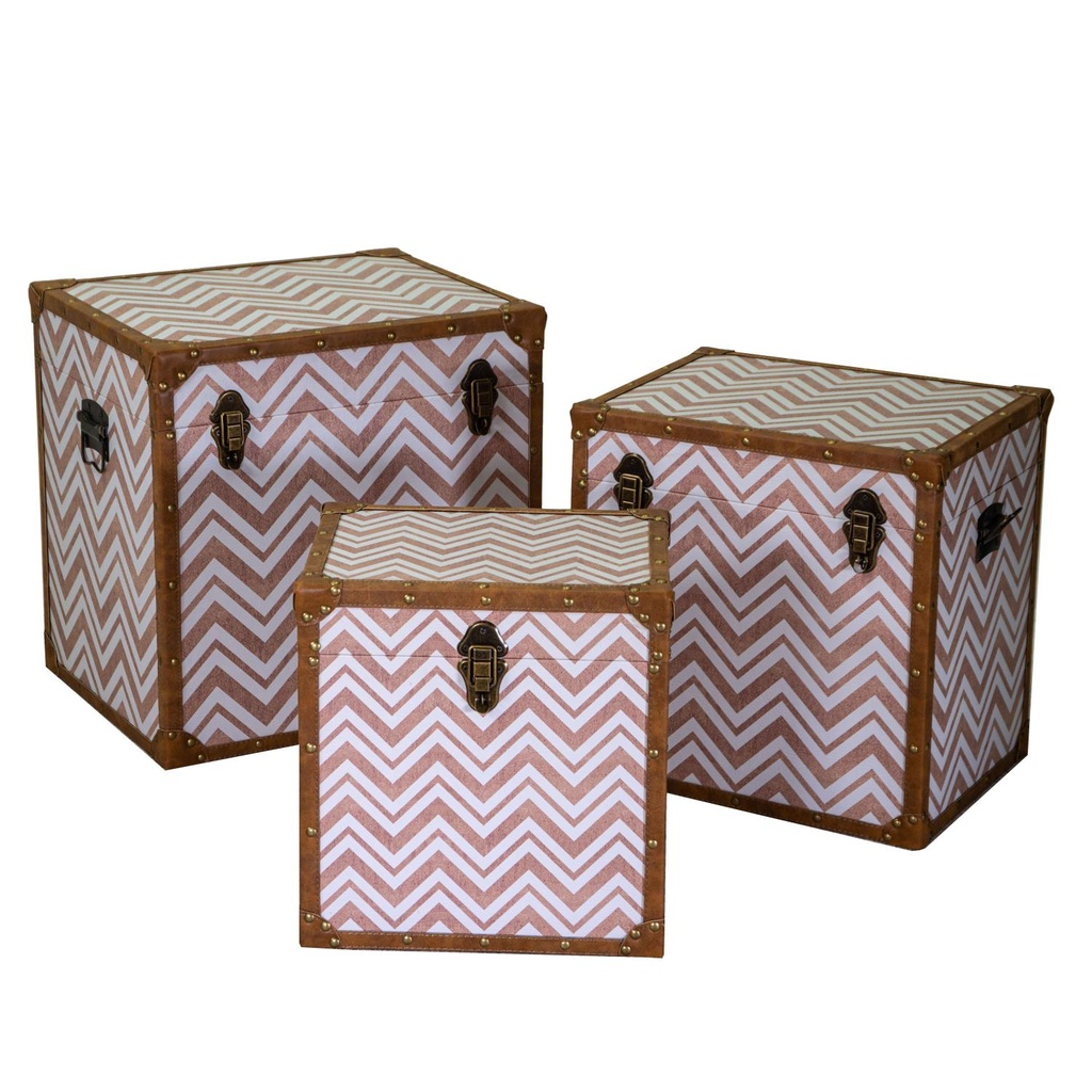 Baule marroncino quadro in ecopelle cm50x50h40