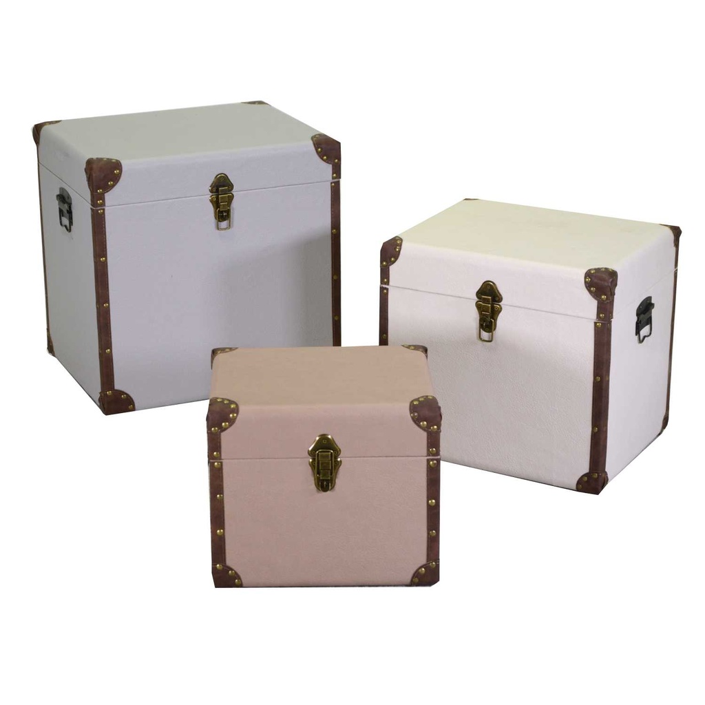 Baule ecopelle naturale quadro 50x40h50