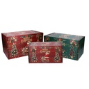 Baule ecopelle rosso verde Merry Christmas rettangolare 59x36h33