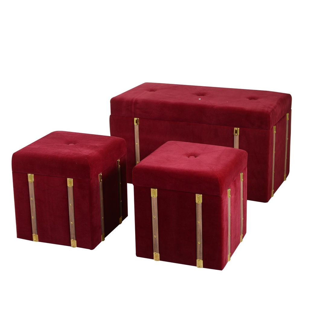 Set 2 bauli di velluto bordeaux - Eleganza e funzionalità in un unico mix