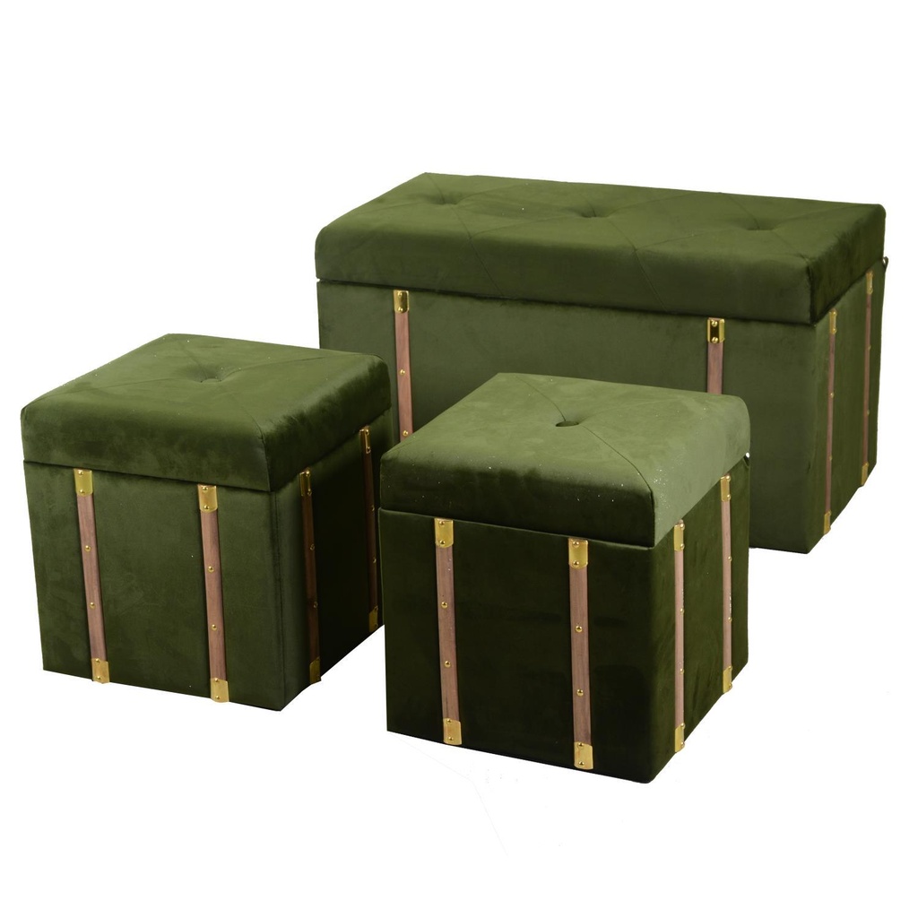 Baule in velluto verde 1-2 cm80x40h44