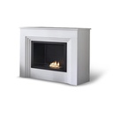 Biocamino da terra in bioetanolo, design moderno, bianco, struttura MDF laccato, bruciatore in acciaio inossidabile, 96x35x96 cm