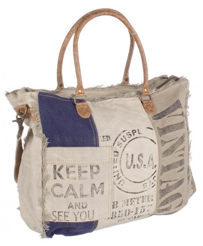 Borsa in cotone e pelle Legend 13264
