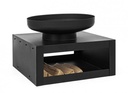 Braciere per arredo giardino con porta legna nero Efesto - 70x70x38 cm