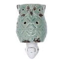 Bruciaessenze plug ceramica gufo verde 7,7x10x13,4 cm