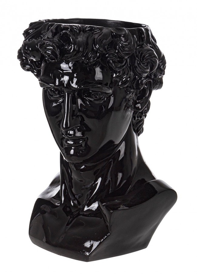 Busto Decorativo Nero H40 in Poliresina Resistente All'Acqua
