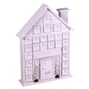 Calendario dell'avvento in legno casetta bianca 26x6x37,5 cm