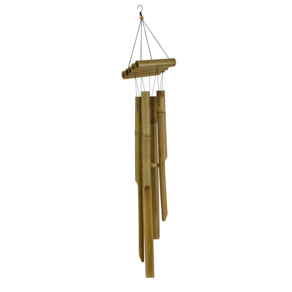 Campanello in legno con canne di bambù quadro 20x20h170 cm