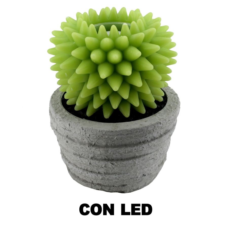Candela Led Cactus con vaso 23x28 cm