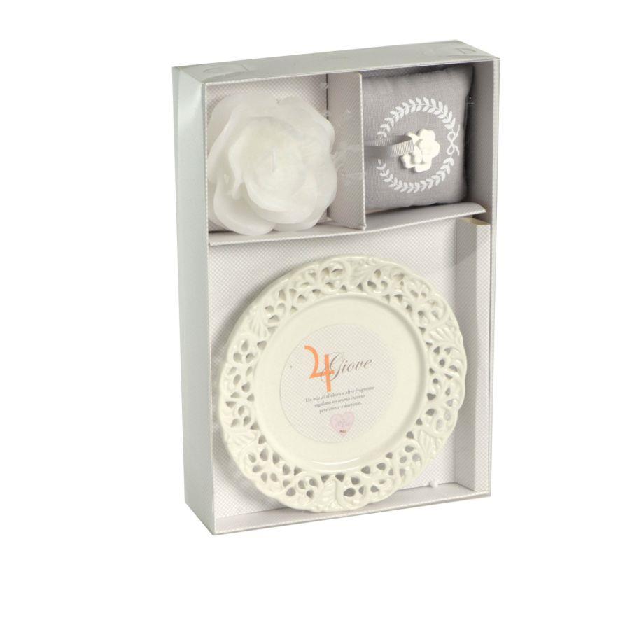 Candela Rosa Giove Elleboro &amp; Fiori - 8 Ore - 26x17x4,5 cm