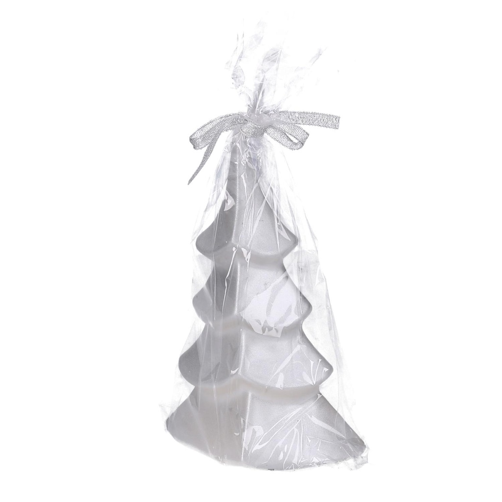 Candela albero argento in paraffina cm7h18,5
