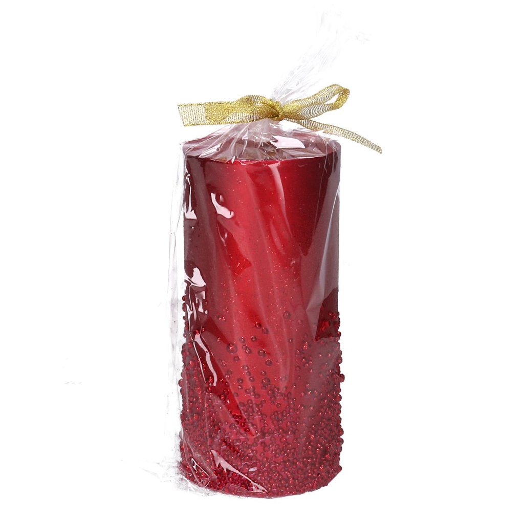 Candela in Paraffina con Bolle Rosso ø7x15 cm