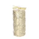 Candela Paraffina Foglie Goffrate Oro 7x15 cm