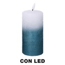 Candela LED azzurra in paraffina, ø7,5cm x 15cm