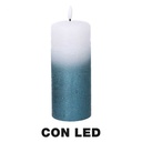 Candela LED Azzurra in Paraffina - 8x8x18 cm