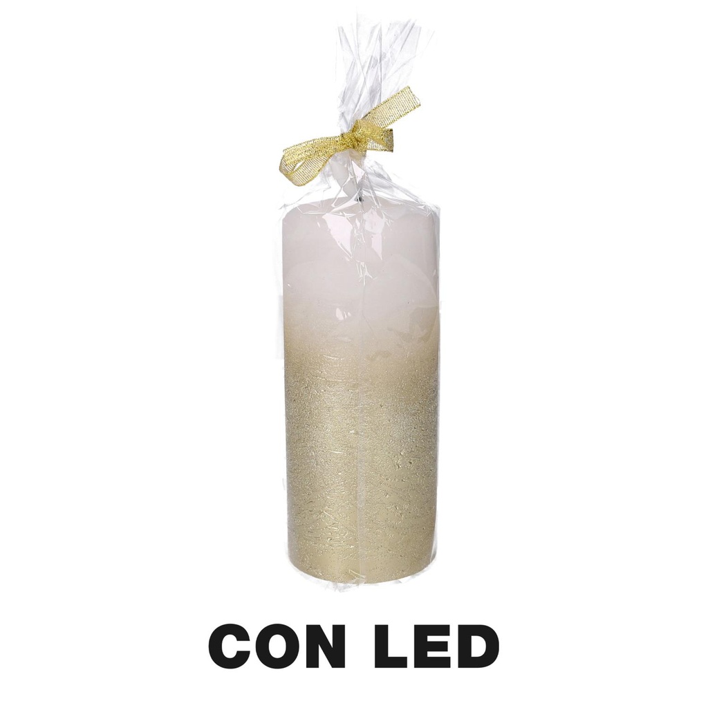 Candela LED in Paraffina Oro 8x8x18 cm