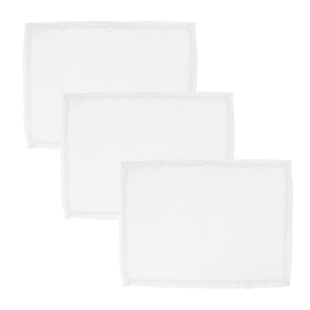 Set di 3 Canovacci Amelie Bianco 50x70 cm