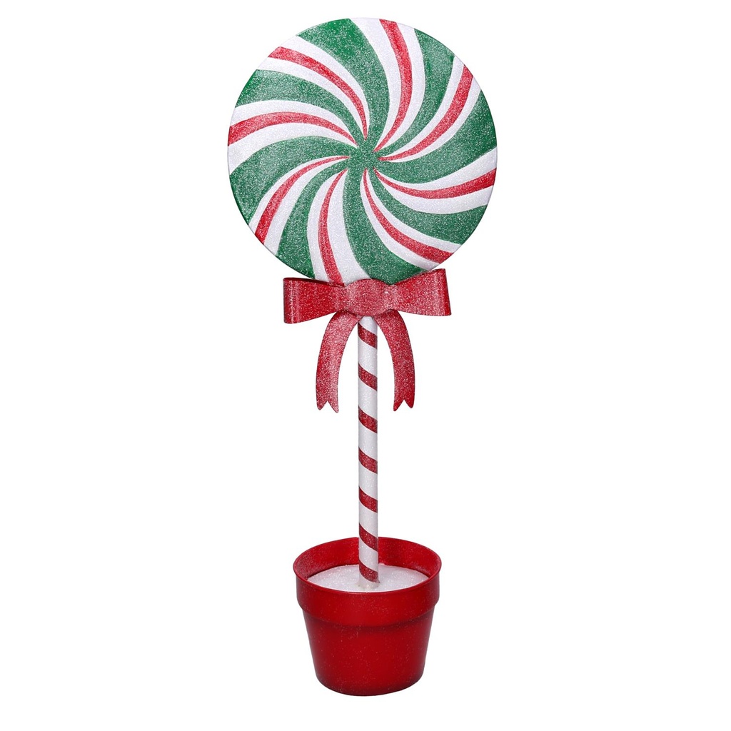 Lecca-lecca in metallo con vaso rosso 22x13x56 cm