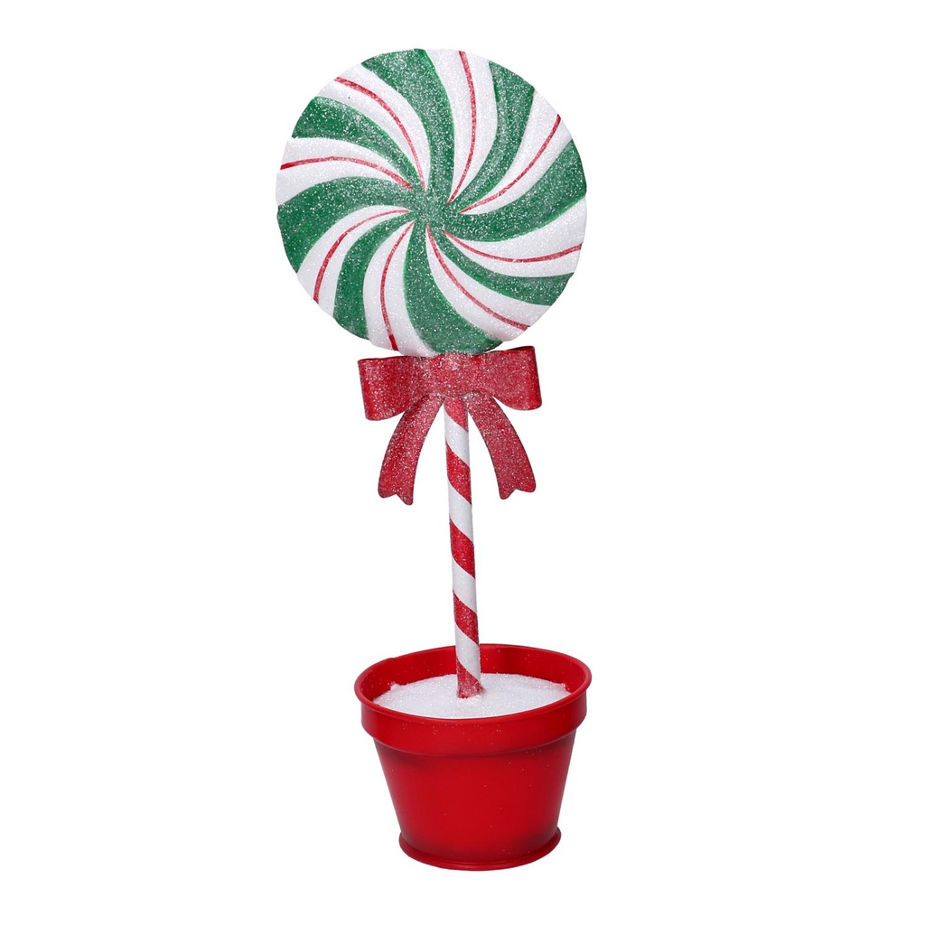 Caramella Metallo Lecca-Lecca con Vaso Verde 11,5x9x30,5 cm