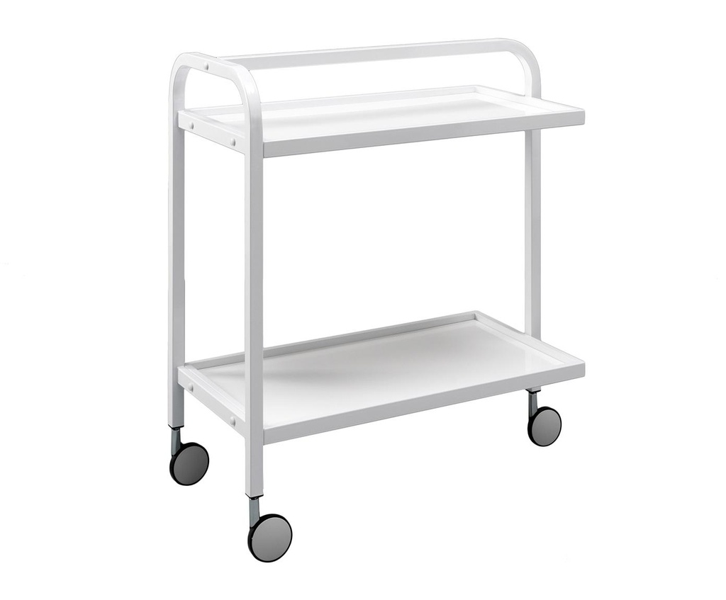 Carrello portabevande elegante in metallo e MDF, finitura bianca, 40x75x80