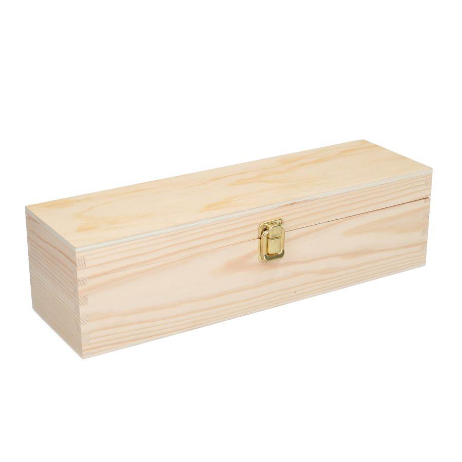 Cassetta Portabottiglie in Legno Naturale 1 Posto 36x10,5x10 cm