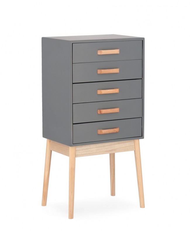 Cassettiera 5C Grigio, Design Classico e Funzionale
