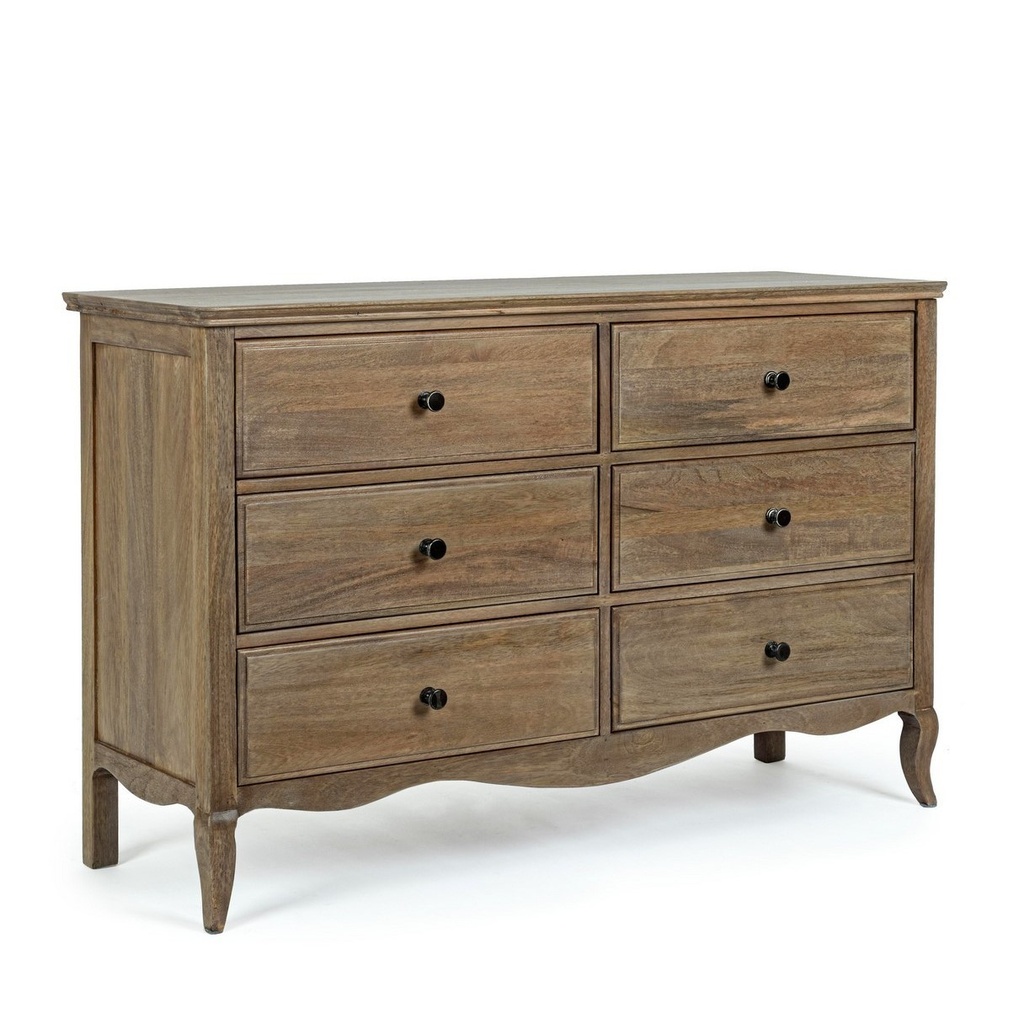 Cassettiera classica con 6 cassetti - Domitille - Dimensioni: 125x41.6x80 cm