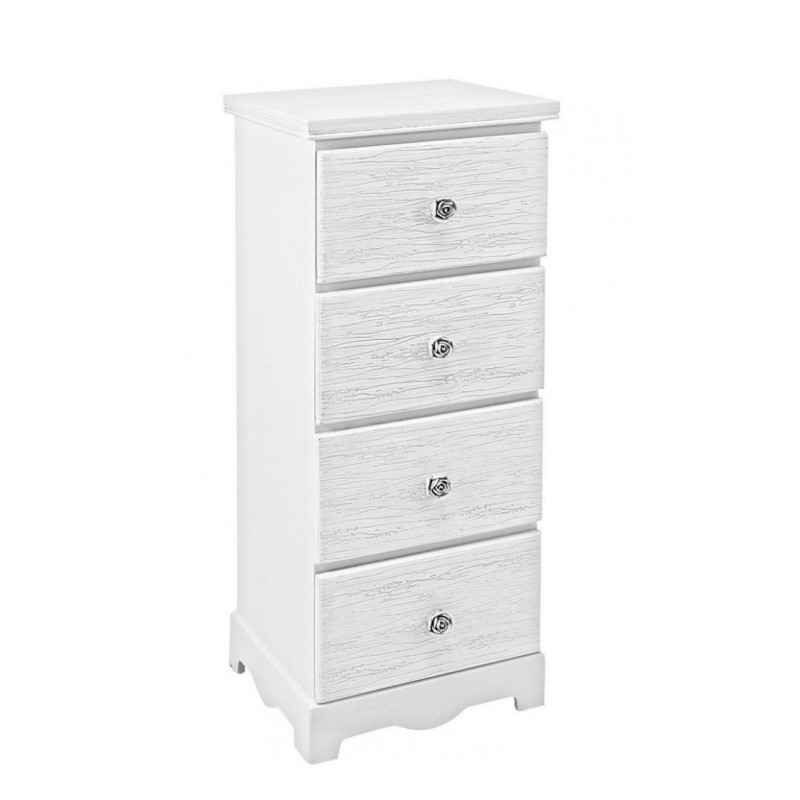 Cassettiera in MDF quattro cassetti Bianca BLANC 31,5x26x h80 cm