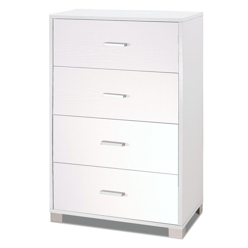 Cassettiera da camera quattro cassetti Bianco Cenere 70x41x h112 cm