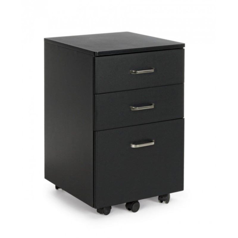 Cassettiera da ufficio tre cassetti Nero 40x44x h65 cm