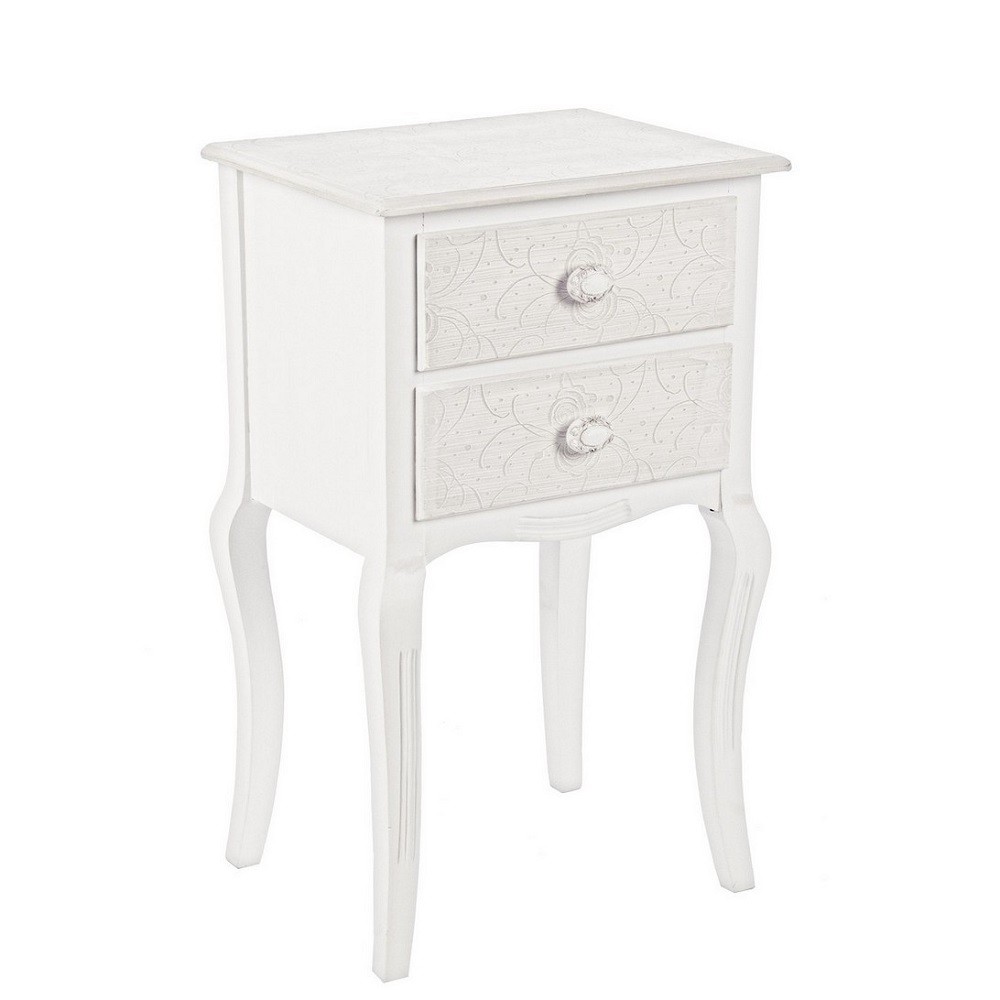 Cassettiera in legno bianco con 2 cassetti Clorine 41 x 33,5 x 68 cm