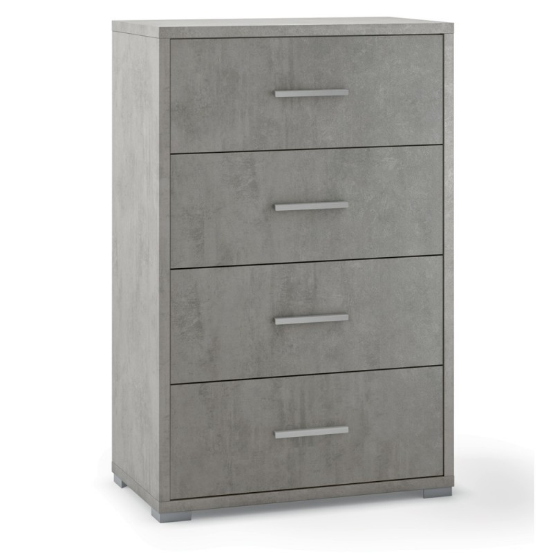 Cassettiera per ufficio con quattro cassetti Beton Cemento 51x41x h110 cm