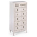 Cassettiera Stretta in Legno Bianca con Sei Cassetti - Dimensioni 56x36x119 cm