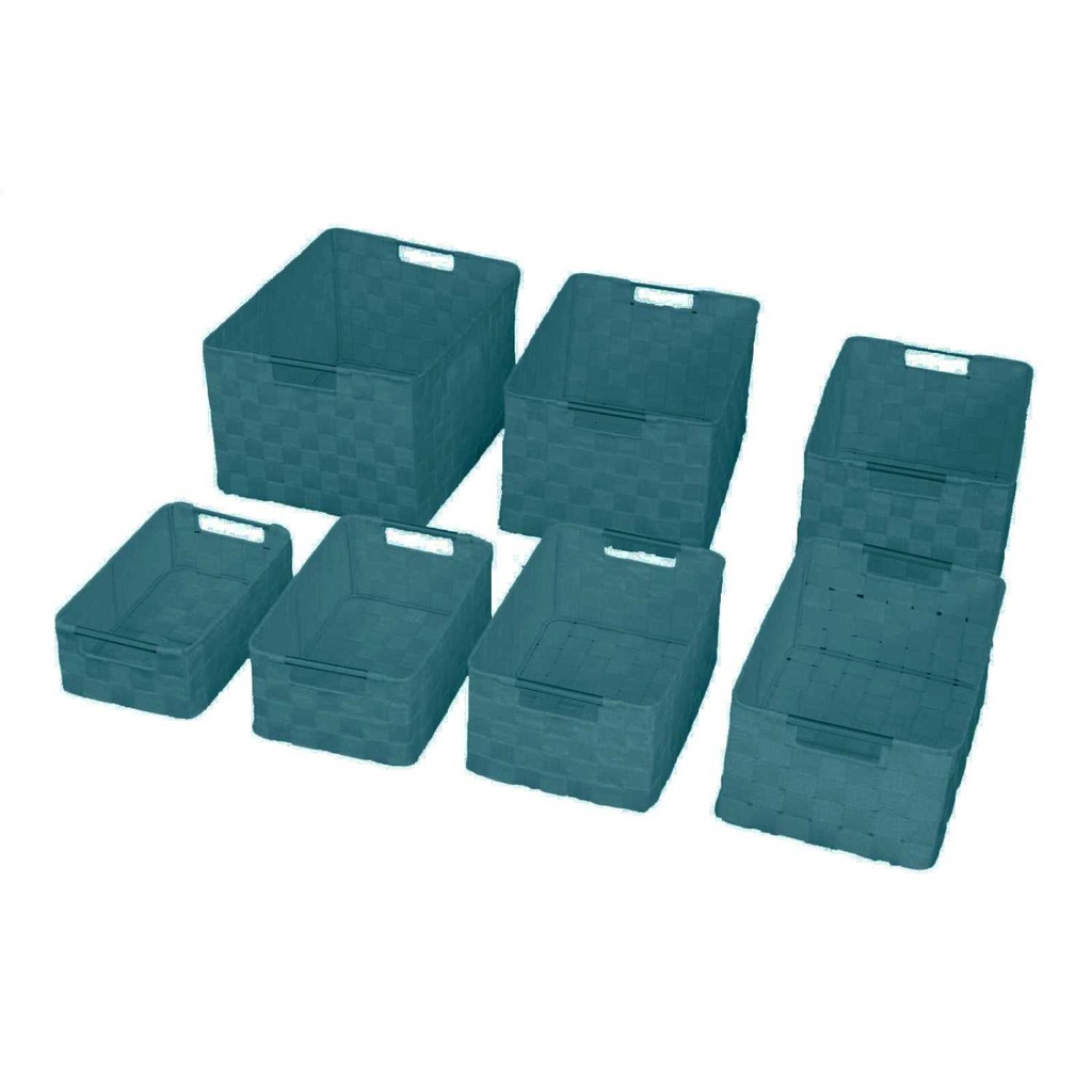 Cassetto rettangolare verde acqua in poliestere 1-7 cm38x28h21