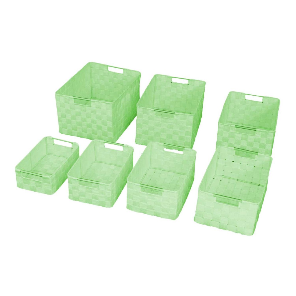 Cassetto rettangolare verde chiaro in poliestere 1-7 cm38x28h21