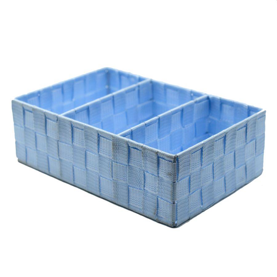 Cassetto Poliestere Azzurro con 3 Scomparti 31x21x10 cm