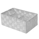 Cassetto Rettangolare con 4 Scomparti in Poliestere Bianco - 26x17x10 cm