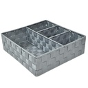 Cassetto Grigio Quadrato con 4 Scomparti 32x32x10 cm