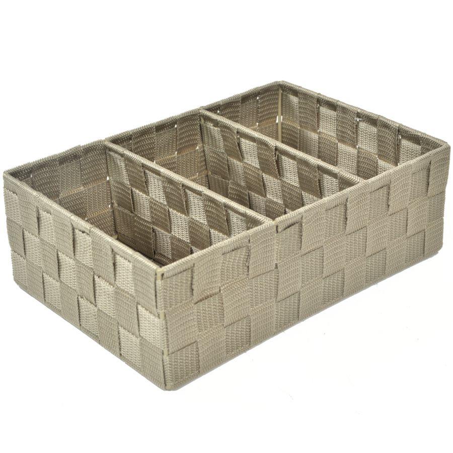 Cassetto Organizzatore in Poliestere Tortora con 3 Scomparti 31x21x10
