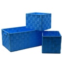 Cassetto rettangolare turchese in poliestere 34x22h16 cm